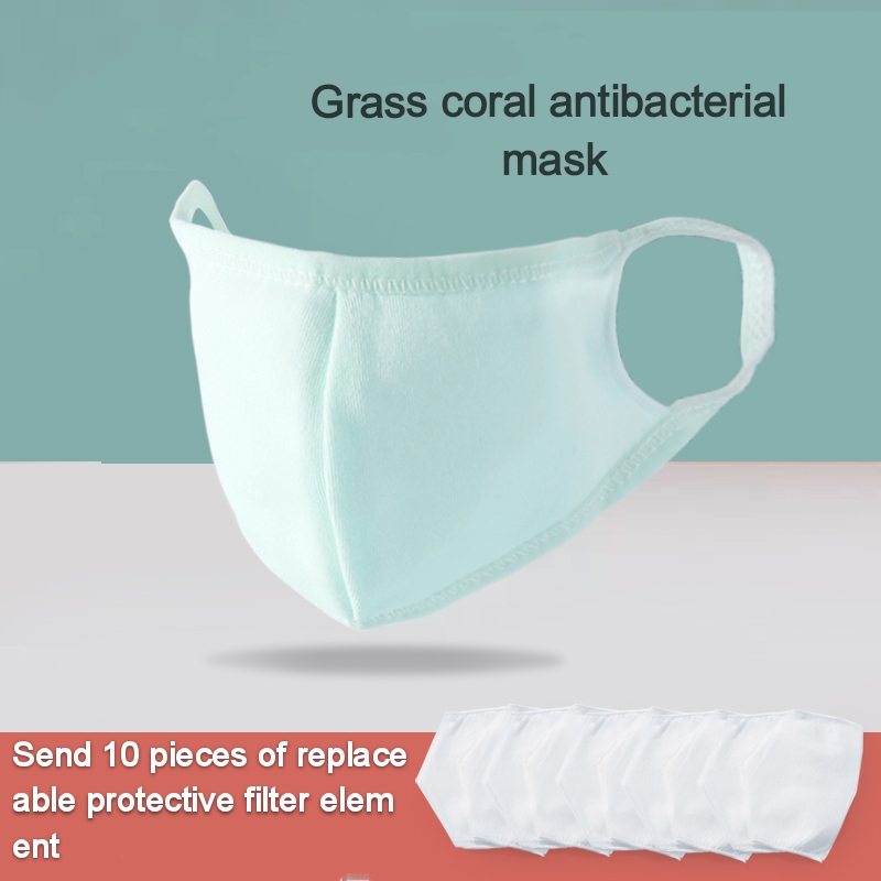 Baby/Kids/Adult Soft Grass Coral Fabric Shell Half Face Mask (Include 10Pcs Replaceable Filters)