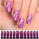12pcs púrpura de uñas marca de agua pegatinas de arte c7-003