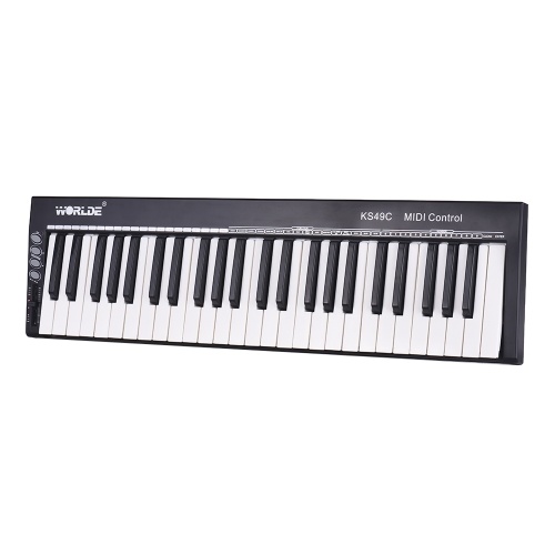 WORLDE KS49C-A 49-Tasten USB MIDI Keyboard Controller Eingebaute Soundquelle mit 6,35mm Pedal Jack MIDI Out