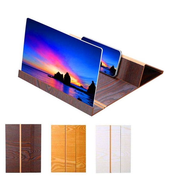 foldable 12 inch 3d wooden video screen magnifier holder high definition cell mobile phone screen amplifier woods grain mobile phone stand