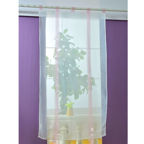 Anself 140*140cm Pastoral Voile Curtains Tab Top Tulle Sheer Curtain Roman Blinds for Bedroom Door Window Decoration