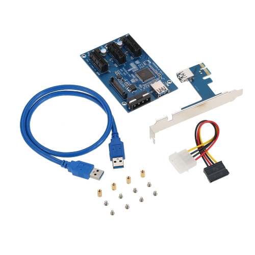PCI-E 1X Expansion Kit 1 to 3 Ports Switch Multiplier Hub Riser Card with USB 3.0 Cable Pcie Mining Modules