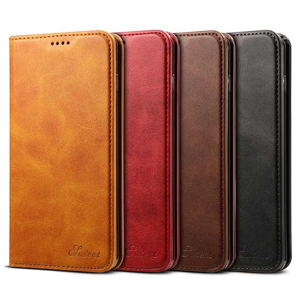 Cases Cell Phone Sets Applicable to S10 Simple Calf Mobile Case Wallet Card Holder S20 Plus Flip Magnetic Leather