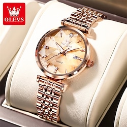 OLEVS 5536 Waterproof Luxury Diamond-shapedWatches For Women Quartz Stainless Steel Strap Fashion Women Wristwatches Lightinthebox