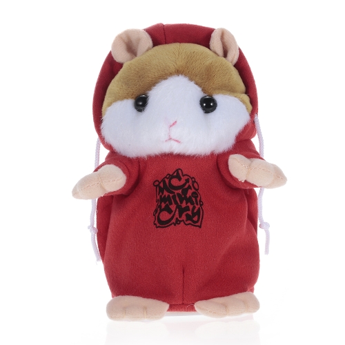 Talking Hamster Repeats What You Say Cute Plush Electronic Mimicry Hamster Interactive Stuffed Toy Gift for Kids Birthday and Party-RED
