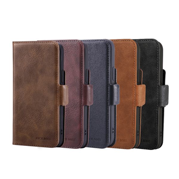 Rich Boss Leather PU Phone Cases Protective Shockproof Cover For iPhone 14 13 12 Pro MAX Samsung