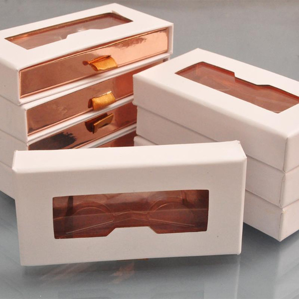 100pcs wholesale False Eyelash Packaging Box with custom your own Logo Fake 3d Mink eyelashes Boxes lash strip drawer case Empty