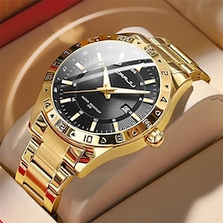 CRRJU Men Quartz Watch Luxury Fashion Casual Sport Wristwatch Calendar Date Week Luminous Waterproof Stainless Steel Watch Lightinthebox