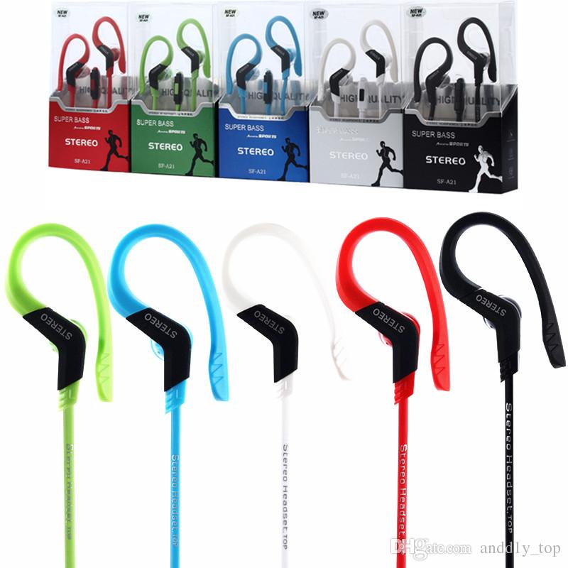 Sports headphones earphone with mic Running in ear earhook Music Stereo Headset Sports-Fi Universal earphones Black White Blue Red Green