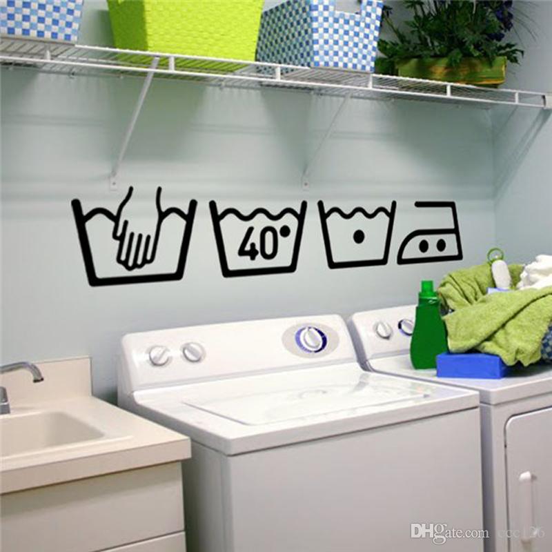 Vinyl Wall Decals Cleaning instructions Laundry room Bathroom Toilet public icon Wall stickers Home DecorDecal DIY Art Murals