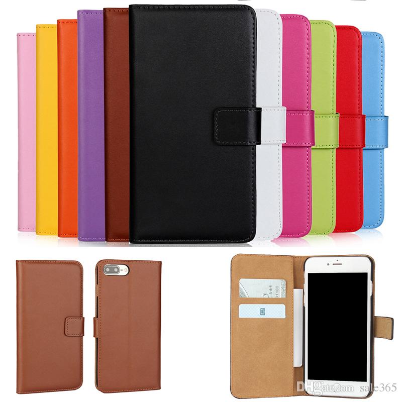 Flip Wallet Genuine Leather Case For iphone 7 6 6S 8 Plus X 5 5S SE Real Purse Phone Bag with Card Slots