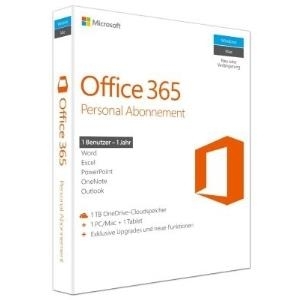 Microsoft Office 365 Personal - Box-Pack (1 Jahr) - 1 Telefon, 1 Tablet, 1 PC/Mac - nicht-kommerziell - 32/64-bit, ohne Medien, P2 - Win, Mac, Android, iOS - Deutsch - Eurozone