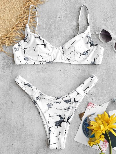 ZAFUL Marble Print Underwire Bikini Set