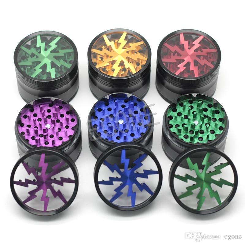 Lightning Grinders 63mm Tobacco Grinder Herb Spice Crusher Aluminium Alloy Material 4 Layers 5 Colors Available Fast Shipping