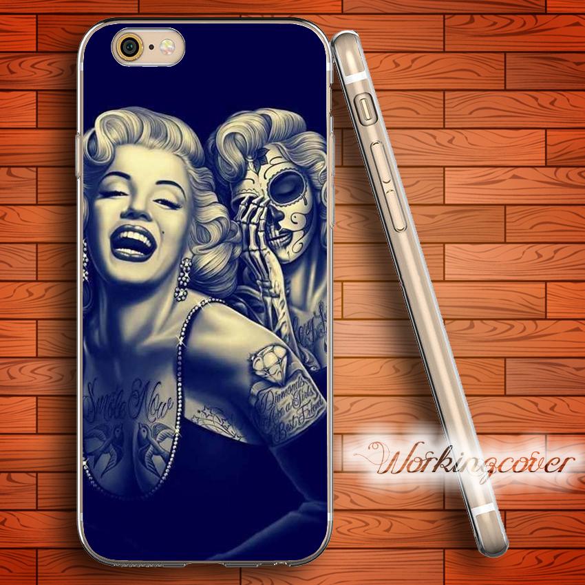 Fundas Marilyn Monroe Skull Soft Clear TPU Case for iPhone 6 6S 7 Plus 5S SE 5 5C 4S 4 Case Silicone Cover.