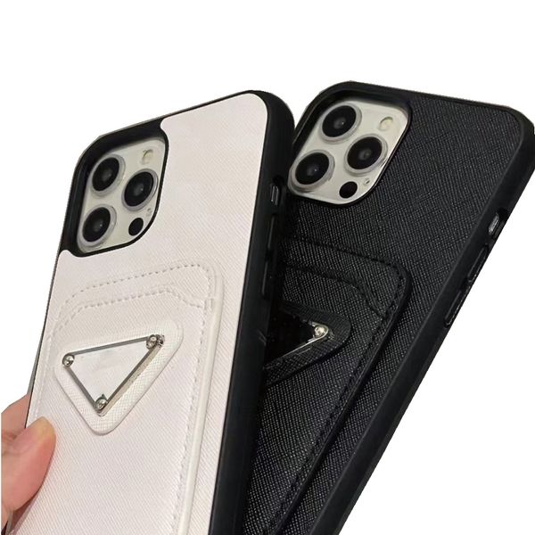 Designer luxury Phone Cases for Iphone 14 pro max case 13 12 11 mini 8 8P X Xr Xs TPU Protective Shockproof Leather Cover Fashion Wowen Covers with Card Holder White USA UK
