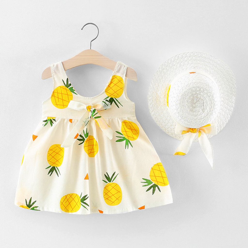 Bowknot Pineapple Dress with Hat