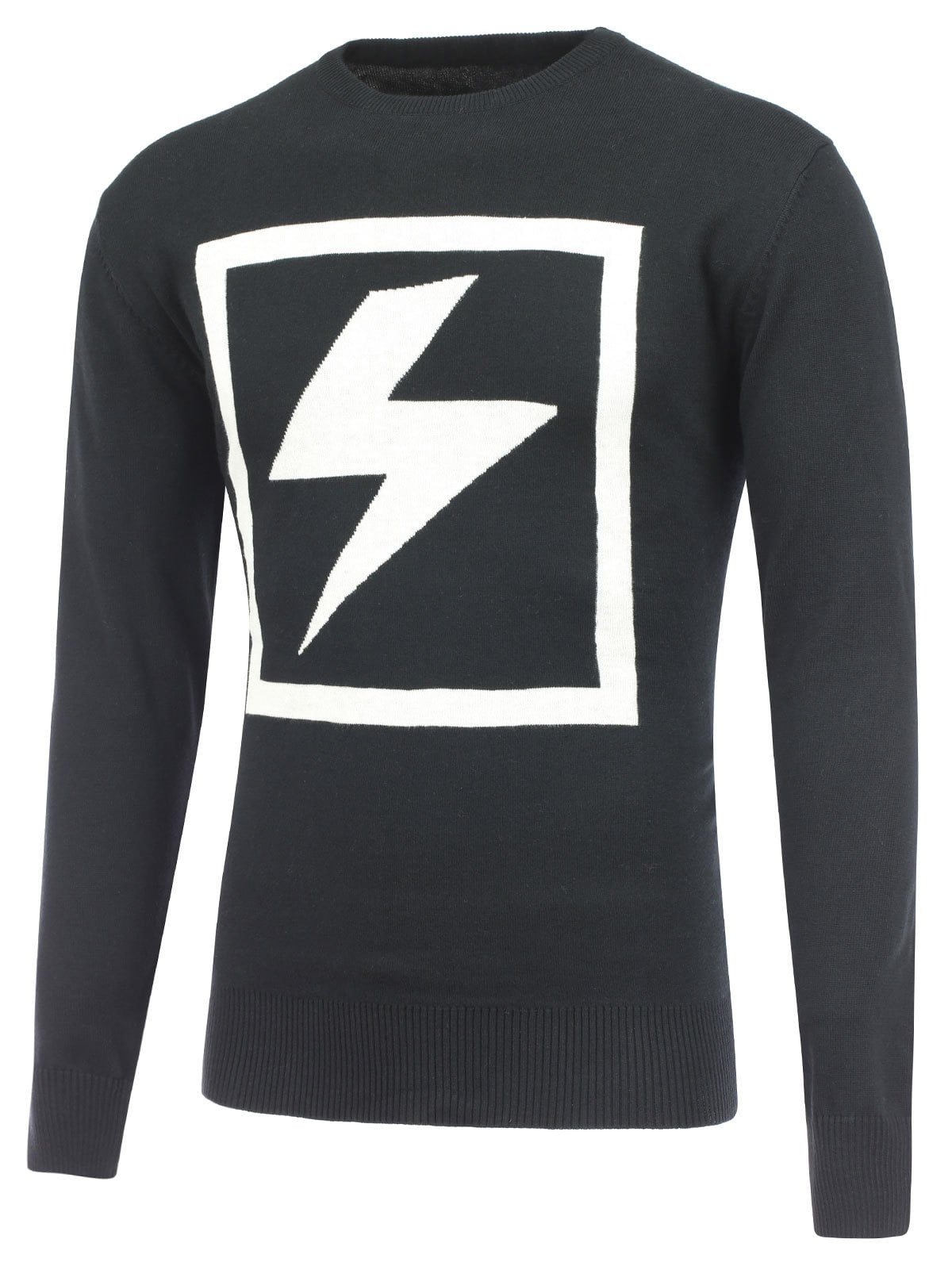 Lightning Pattern Crew Neck Pullover Sweater