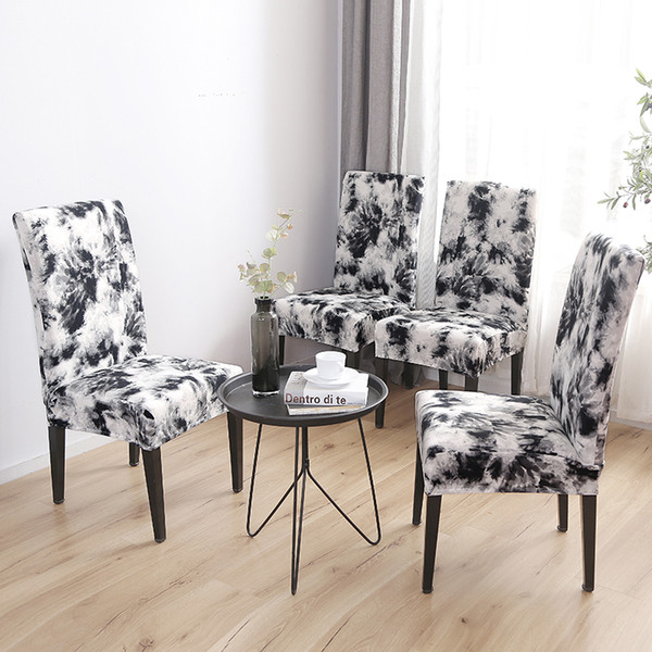 4/5/6 pieces ink printed chair cover washable removable big elastic seat covers slipcovers stretch for banquet l dining room
