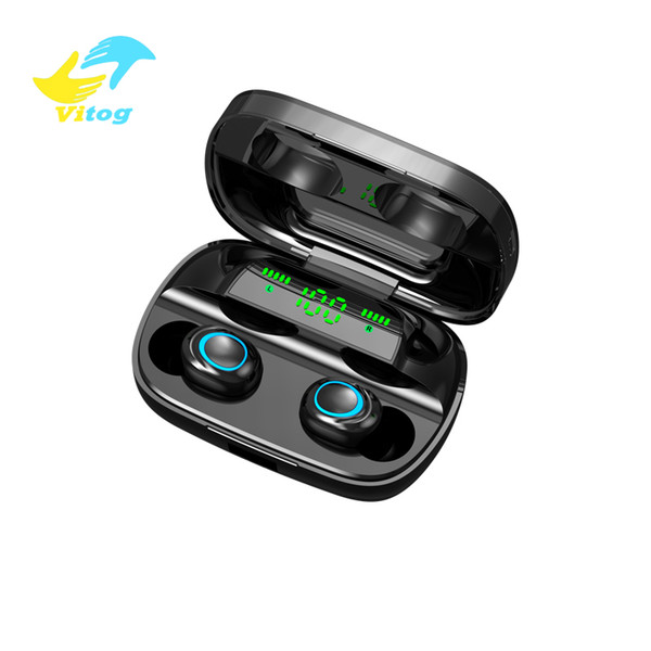 vitog s11-a bluetooth wireless tws 5.0 earphone 8d stereo wireless earbuds mini wireless earphone headset with power bank earphone headphone
