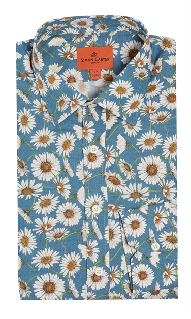 Oxeye Daisy Bold Floral Blue Shirt