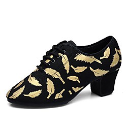 Women's Dance Shoes Latin Shoes Heel Thick Heel Black Lace-up Adults'