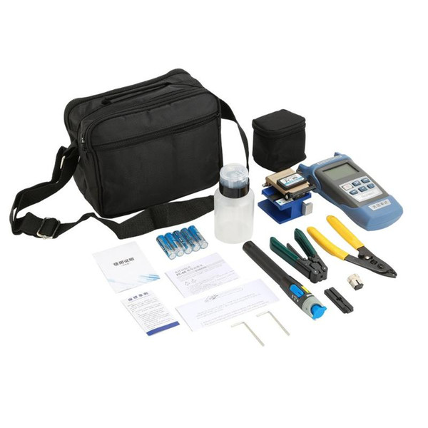 Fiber Optic FTTH Tool Kit with FC-6S Fiber Cleaver and Optical Power Meter 5km Visual Fault Locator Stripper