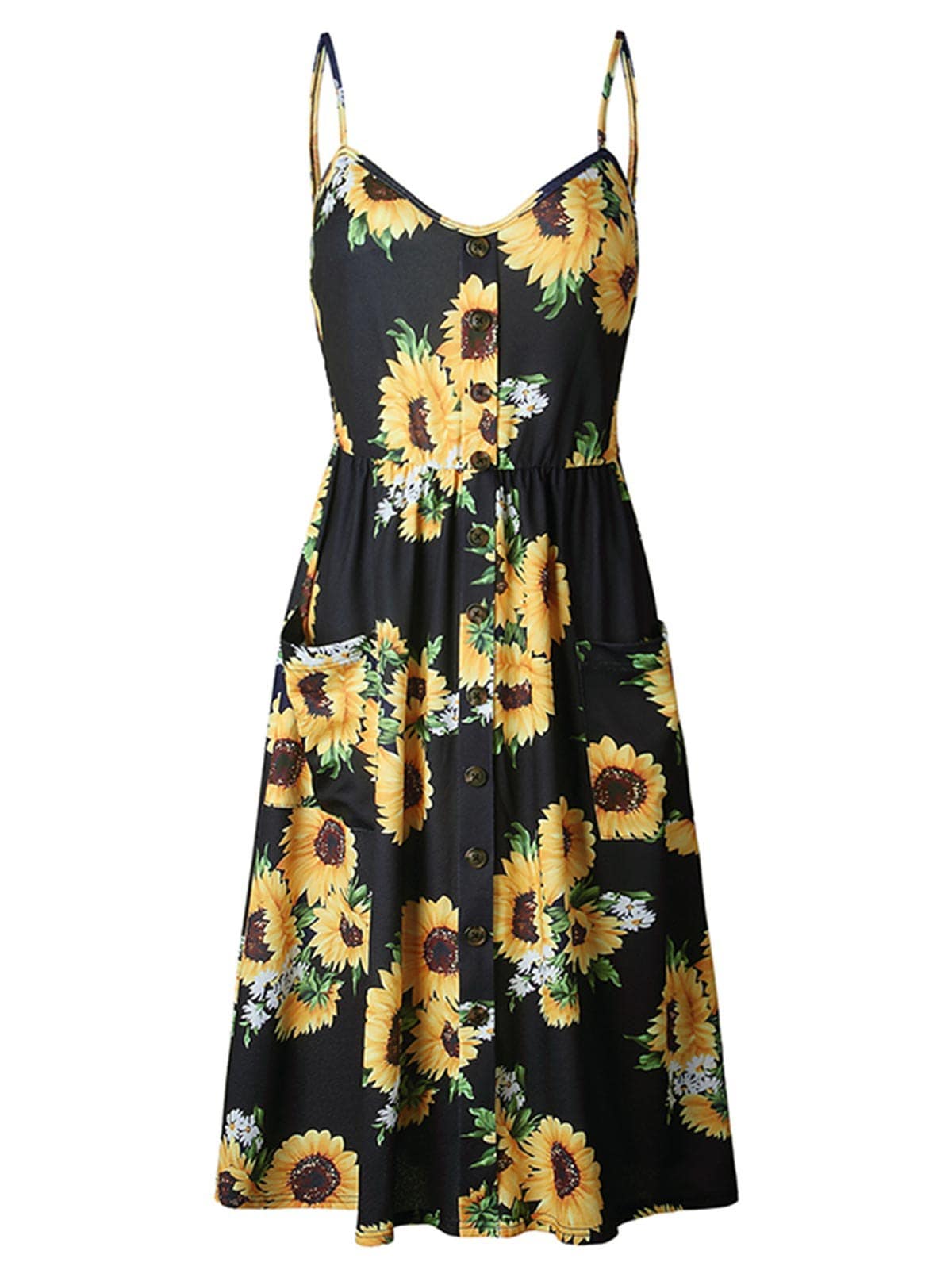 Sunflower Smocked Back Cami Pocket Dress