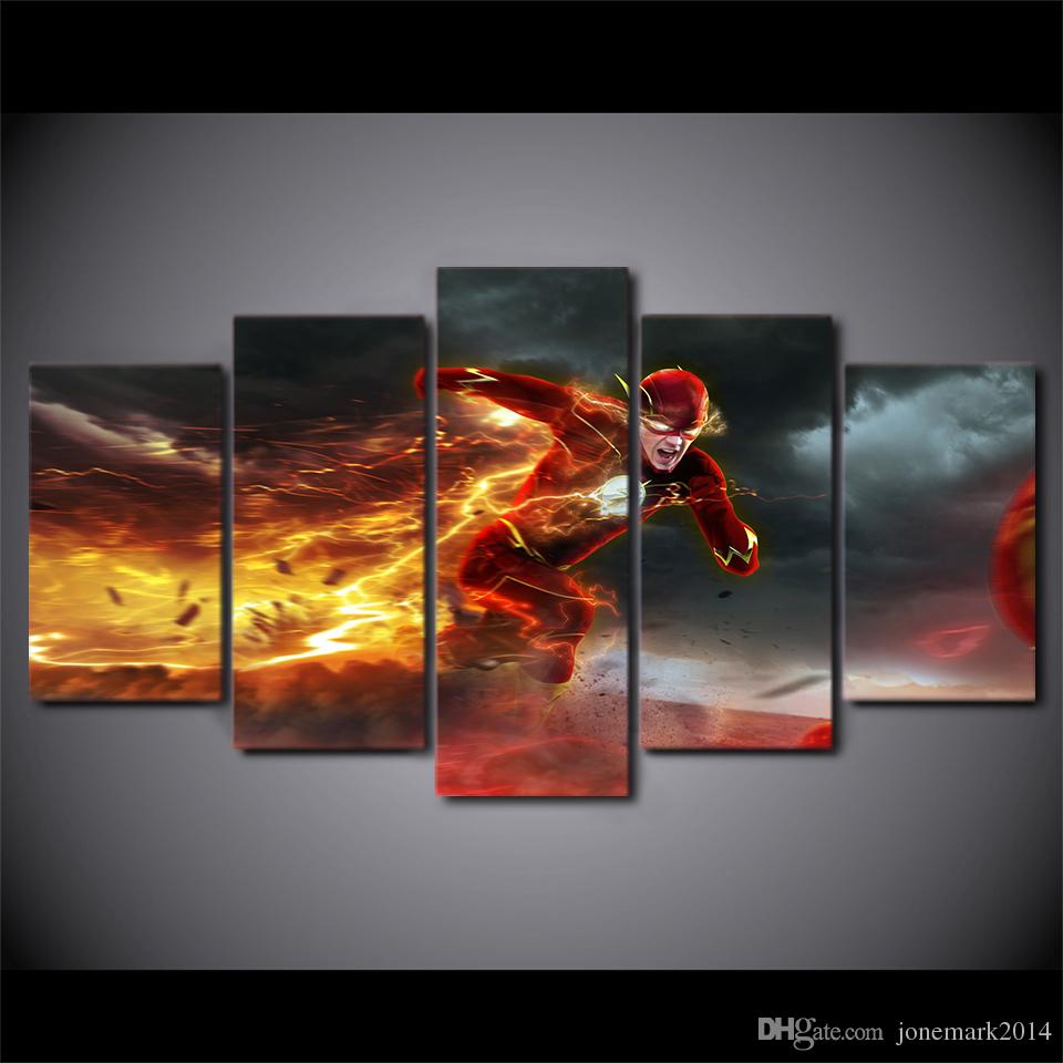 5 Pcs HD Printed Flash movie barry allen Painting Canvas Print room decor print poster picture canvas Free shipping