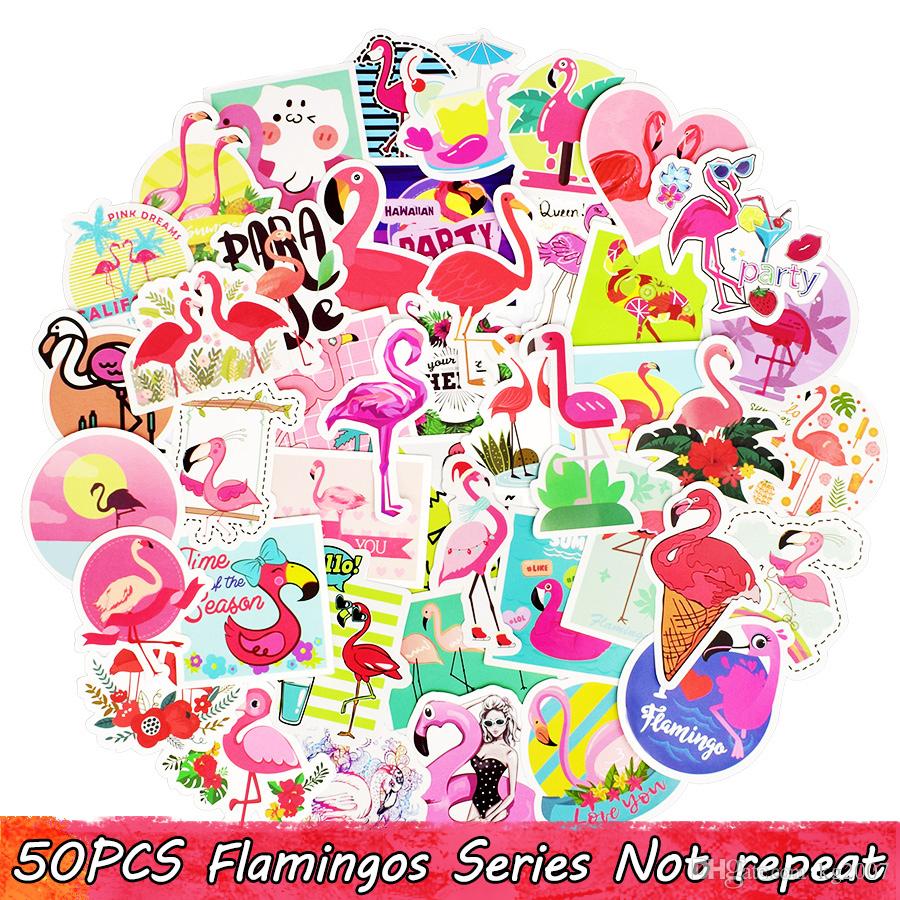 50PCS Flamingo Series Summer Amorous Feelings Sticker Cute Dream Stickers Teen DIY Skateboard Mobile Guitar Dresser Home Decor Trend Sticker