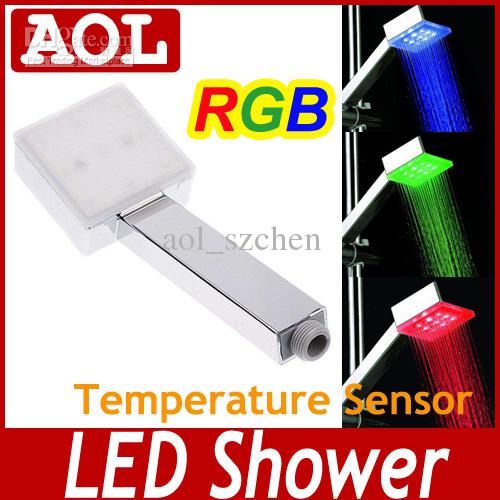No need battery Colorful LED Shower Head Sprinkler Temperature Sensor 3 Color & 7 color changing bateroom led lighting faucet AS1305