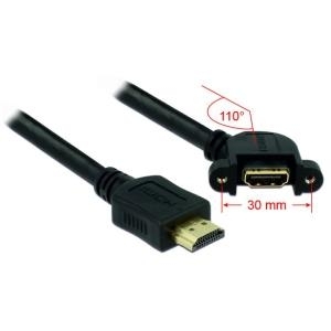 DeLOCK - Video-/Audio-/Netzwerkkabel - HDMI - 28 AWG - HDMI, 19-polig (W) - HDMI, 19-polig (M) - 1,0m - Schwarz - 110 degrees angled connector (85103)