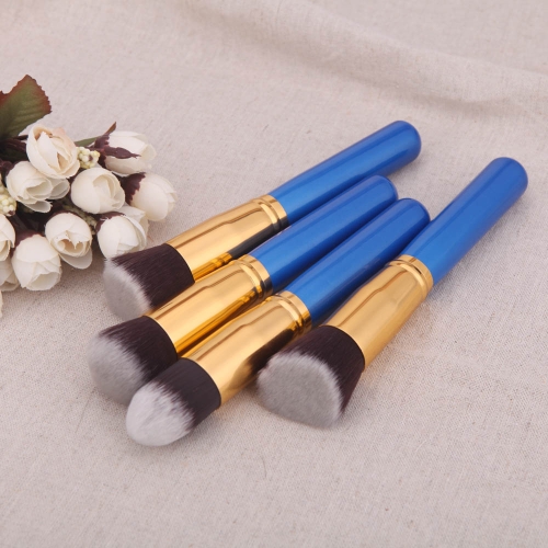 4pcs bois maquillage pinceau Kit professionnel cosmétiques mis or bague bleue
