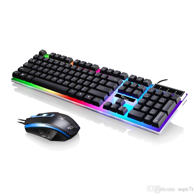 G21 7 Color Backlit Game Player Internet Cafe Wired USB Computer Notebook External Keyboard And Mouse Set