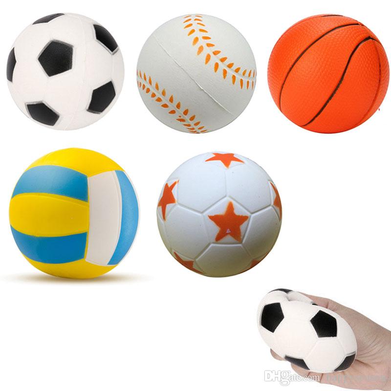 Soccer Football Squishy Toys Baseball Basketball Volleyball Slow Rising Jumbo Squeeze Phone Charms Cream Bread Stress Reliever Gift