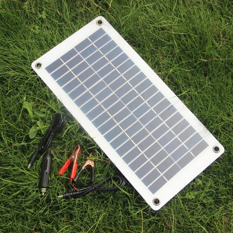 Free Shipping Semi-flexible 10W 18V 12V Portable Solar Panel Charger with DC 5521 Cable For 12V Car Boat Motor Battery Charger