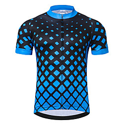 21Grams Men's Short Sleeve Cycling Jersey Summer Spandex Blue / Black Plaid Checkered Bike Top Mountain Bike MTB Road Bike Cycling Quick Dry Sports Clothing Apparel / Athleisure Lightinthebox