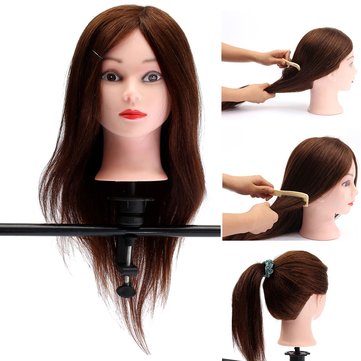 20 Inch Human Hair Hairdressing Practice Training Head Mannequin With Clamp