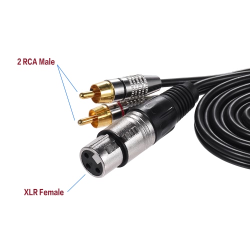 1 XLR hembra a 2 RCA macho enchufe del cable Cable de audio estéreo conector en Y Splitter Wire (1.5m / 4.9ft)