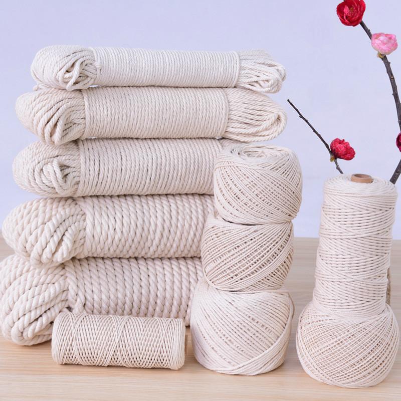 Beige Cotton Cord Rope - Multi Size DIY Thick Braided Twine String Rope Handmade Craft Home Decorative Multi-function (1-6mm)