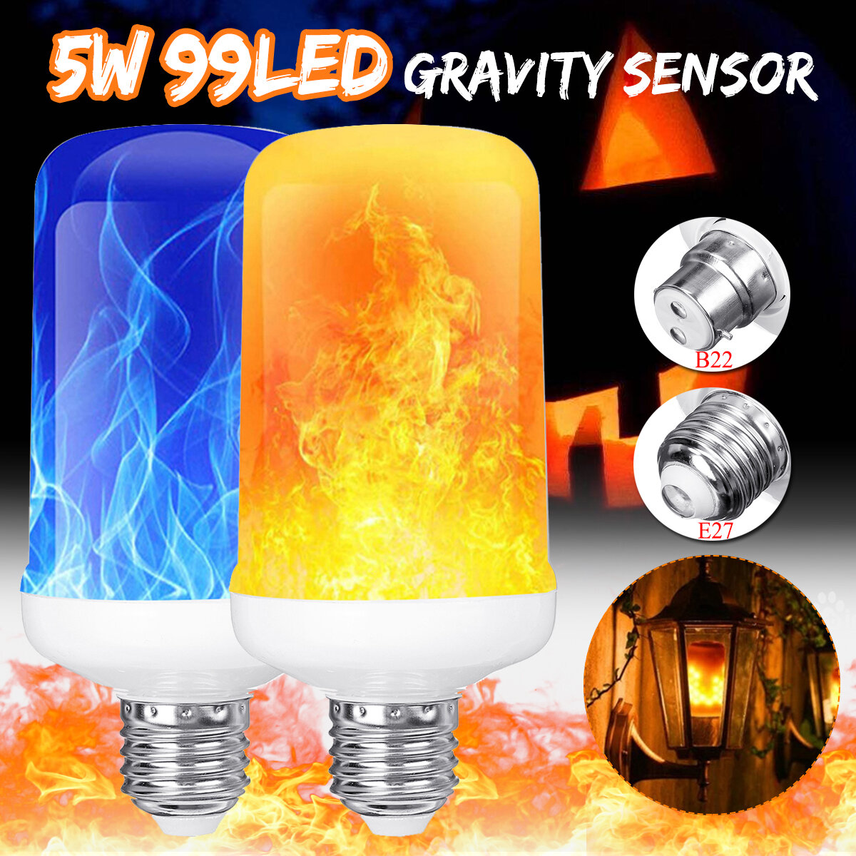 4 Modes Gravity Sensor B22 E27 Flame Effect Fire Light Bulb Super Bright 96 LEDs Decorative Atmosphere Light Christmas D