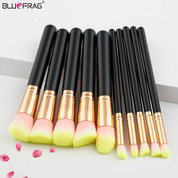 BLUEFRAG Pro 10Pcs Makeup Brushes Set Eye Shadow Foundation Powder Eyeliner Eyelash Lip Make Up Brush Cosmetic Beauty Tool Kit