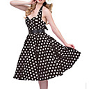 Audrey Hepburn Polka Dots Retro Vintage 1950s Summer Dress Women's Costume Black / White / Red Vintage Cosplay Sleeveless Knee Length
