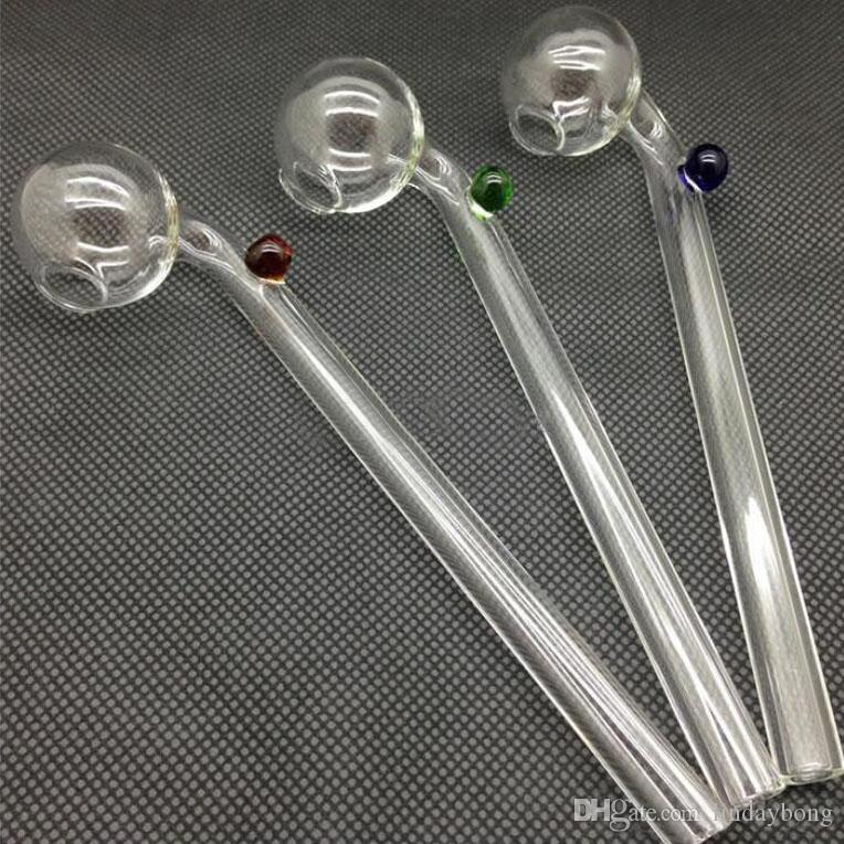 Fast Shiping 14cm Curved Glass Oil burners Glass Bong with different colored glass balancer