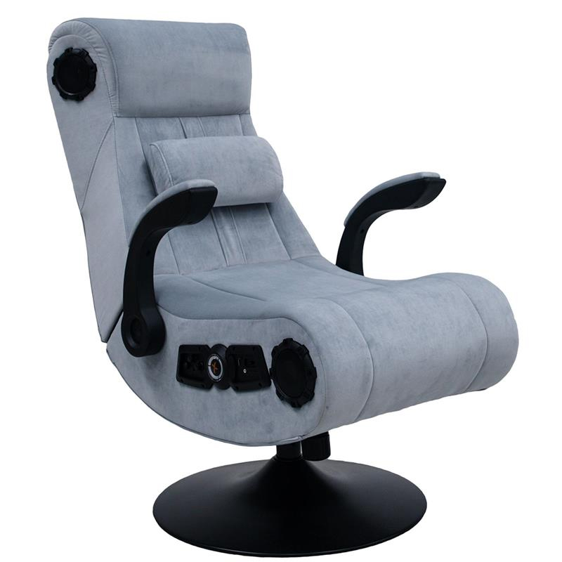 X Rocker Deluxe 4.1 High Back Fabric Gaming Chair with Bluetooth Speakers -  Grey Upholstery and Black Frame