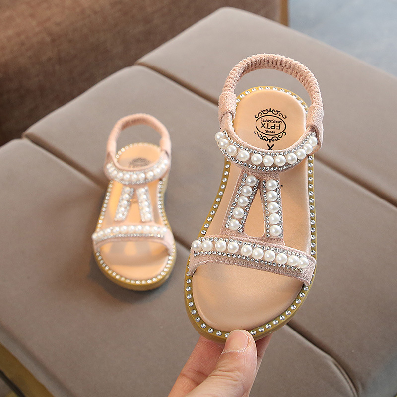 Baby/ Toddler Girl's Pearl Decor Elastic Sandal