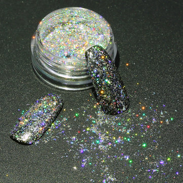 DANCINGNAIL Holographic Nail Powder Holo Glitters Pigment Laser Effect Rainbow Decoration