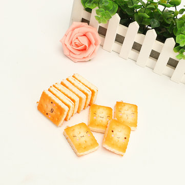 5PCS New Cute Funny Kawaii Face Simulate Biscuit Cookie Squishy Toy Stress Reliever Phone Chain