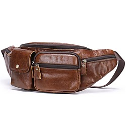 Men's Bags Nappa Leather Cowhide Fanny Pack Mobile Phone Bag Sling Shoulder Bag Zipper Daily Retro Bum Bag Black Coffee Lightinthebox