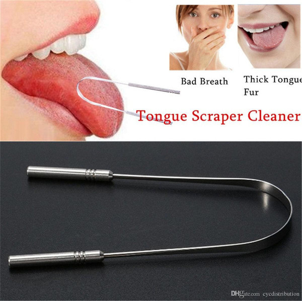 stainless steel tongue scraper cleaner fresh breath cleaning coated tongue toothbrush dental oral hygiene care tools